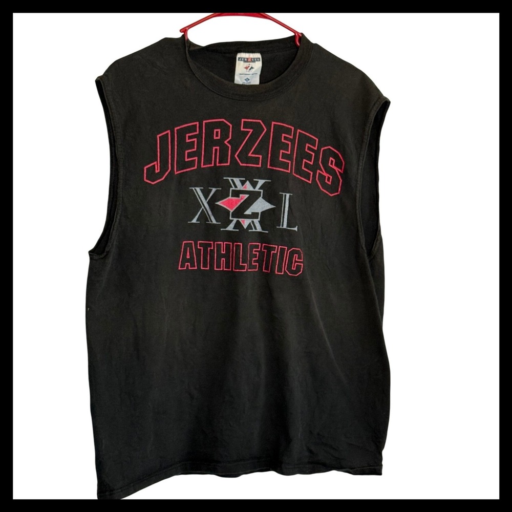 Vintage Jerzees Athletic Sleeveless T-Shirt Black Heavyweight Cotton 90s USA L